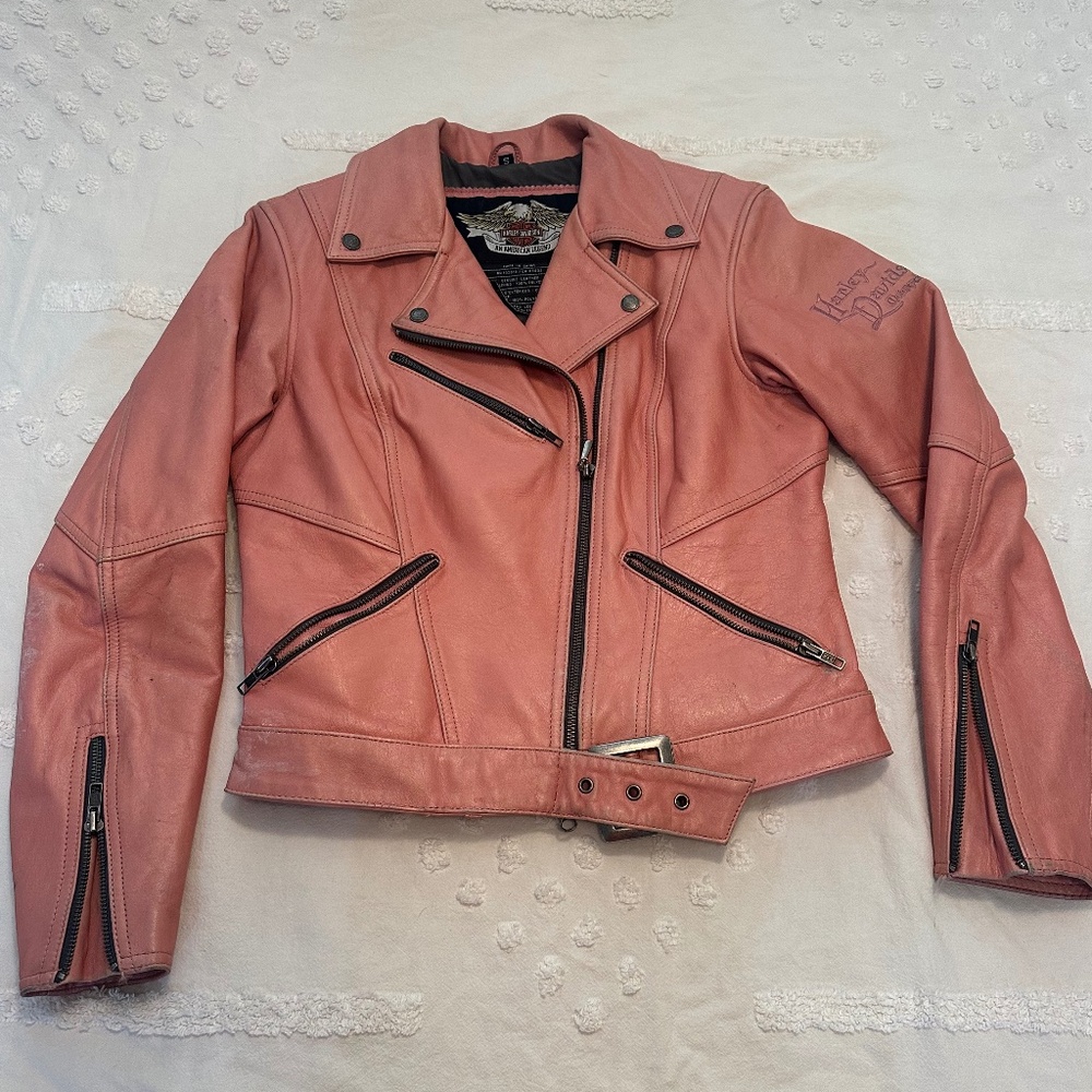 Harley Davidson Pink Genuine Leather Jacket